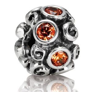 Pandora Orange CZ Primrose Path Sparkly Swirls Rare Retired Bead Charm